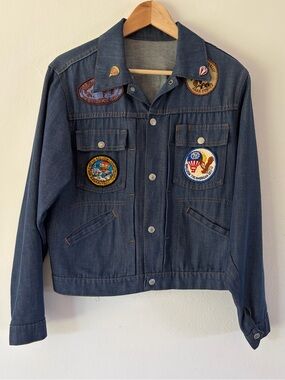 JCPenney Ranchcraft Vintage 70s Albuquerque Hot Air Balloon Patch Denim Jacket